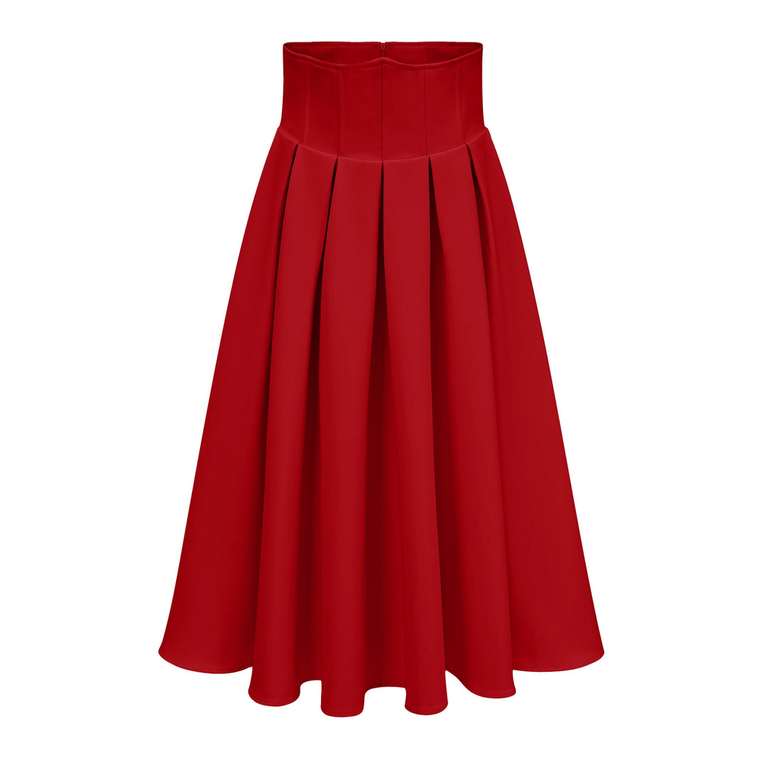 MIA | Red Faux Pearl Jacket & Pleated Skirt Set