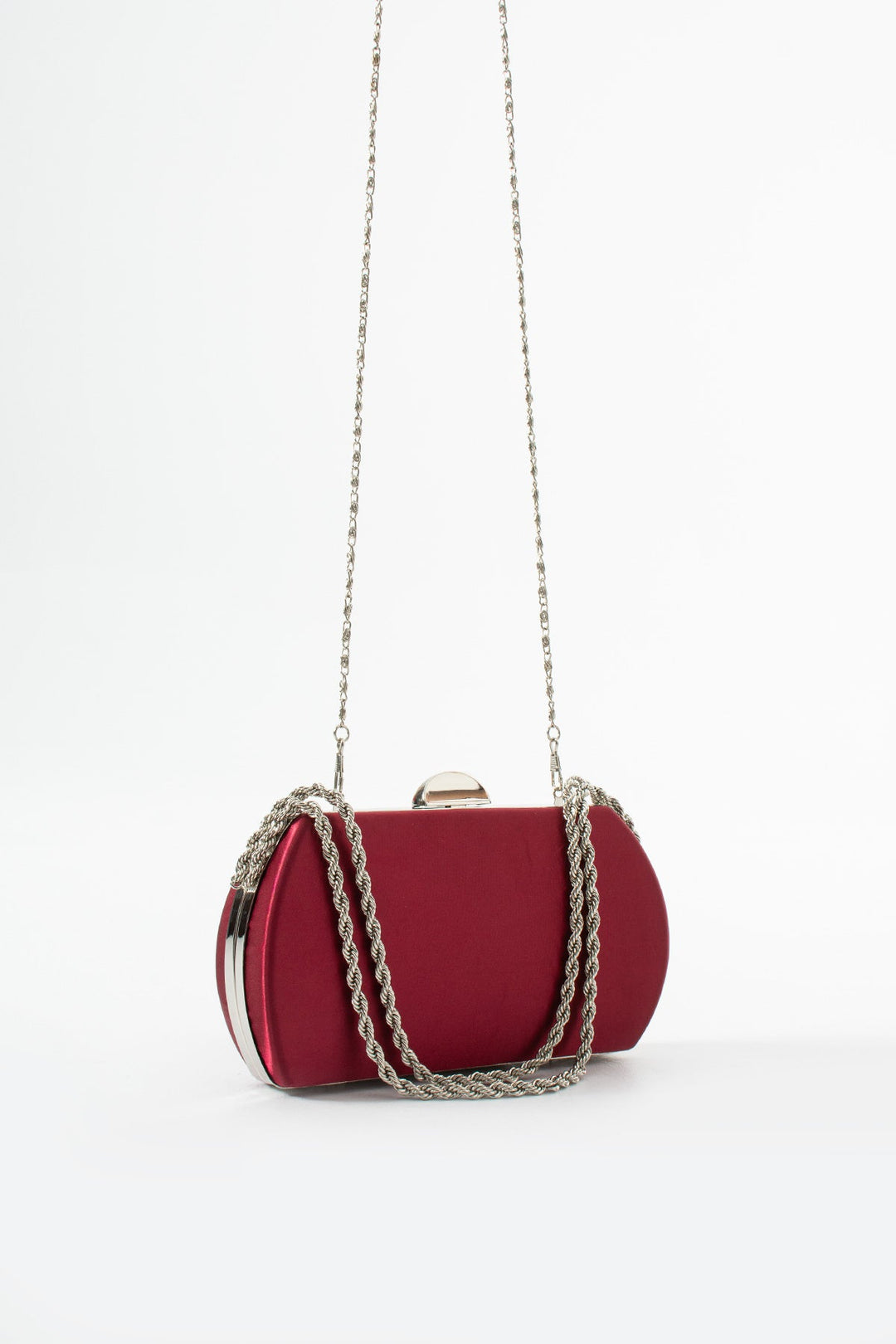 KIRINA | Burgundy Satin Bridal Evening Clutch Bags with Chain