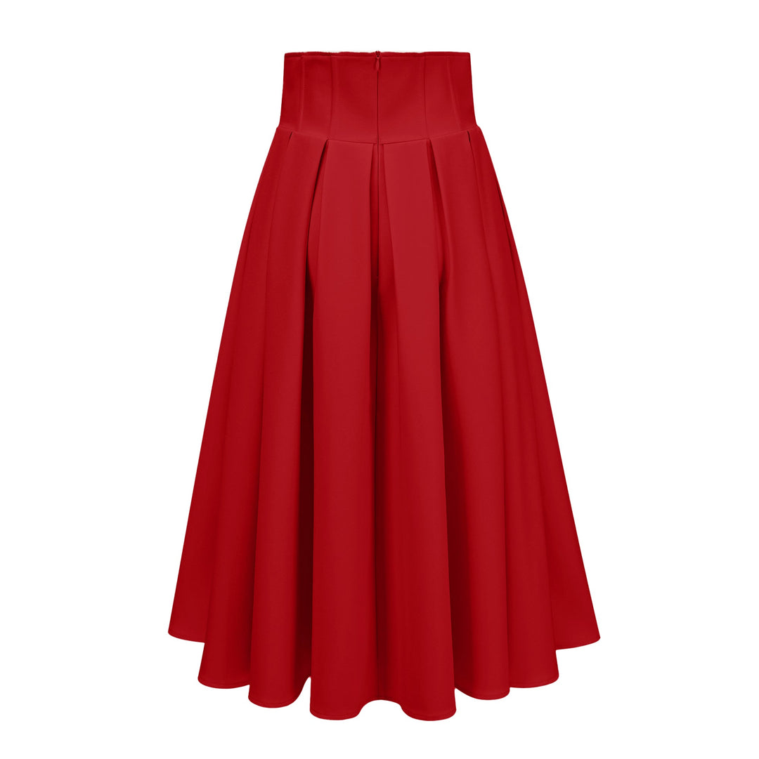 MIA | Red Faux Pearl Jacket & Pleated Skirt Set