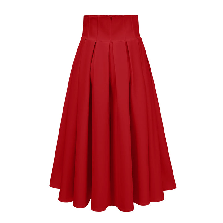 MIA | Red Faux Pearl Jacket & Pleated Skirt Set