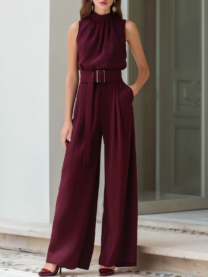 ARABELLA | Elegant High-Waist Belted Wide-Leg Jumpsuit