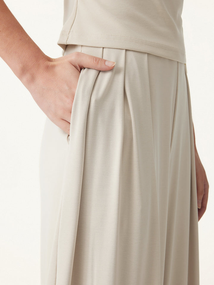 MARIA | 2Pcs Set Regular Wide Leg Palazzo Pant with Pockets & Ruched Bra Tank