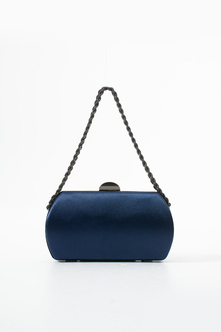 KIRINA | Navy Satin Bridal Evening Clutch Bags with Chain