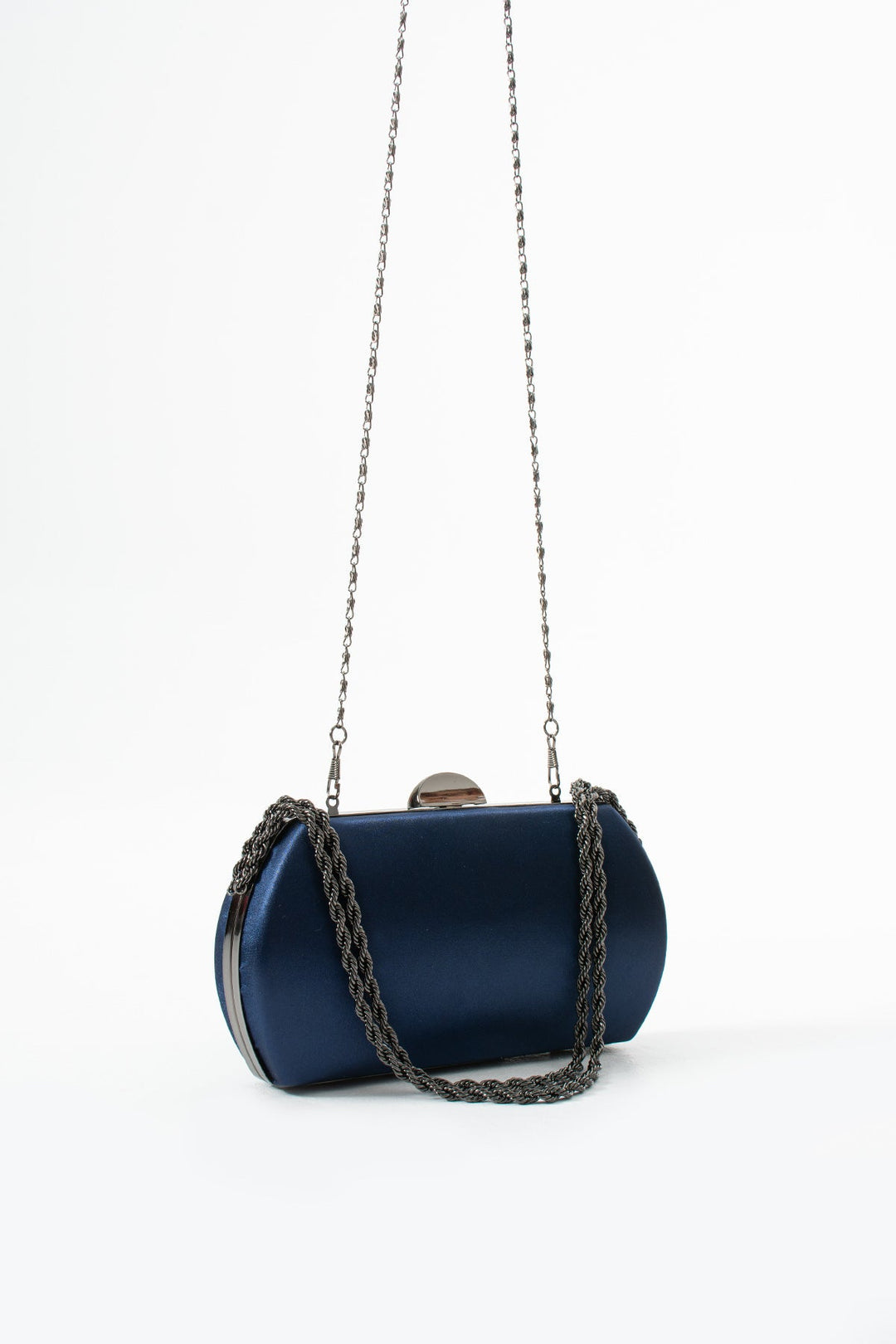 KIRINA | Navy Satin Bridal Evening Clutch Bags with Chain