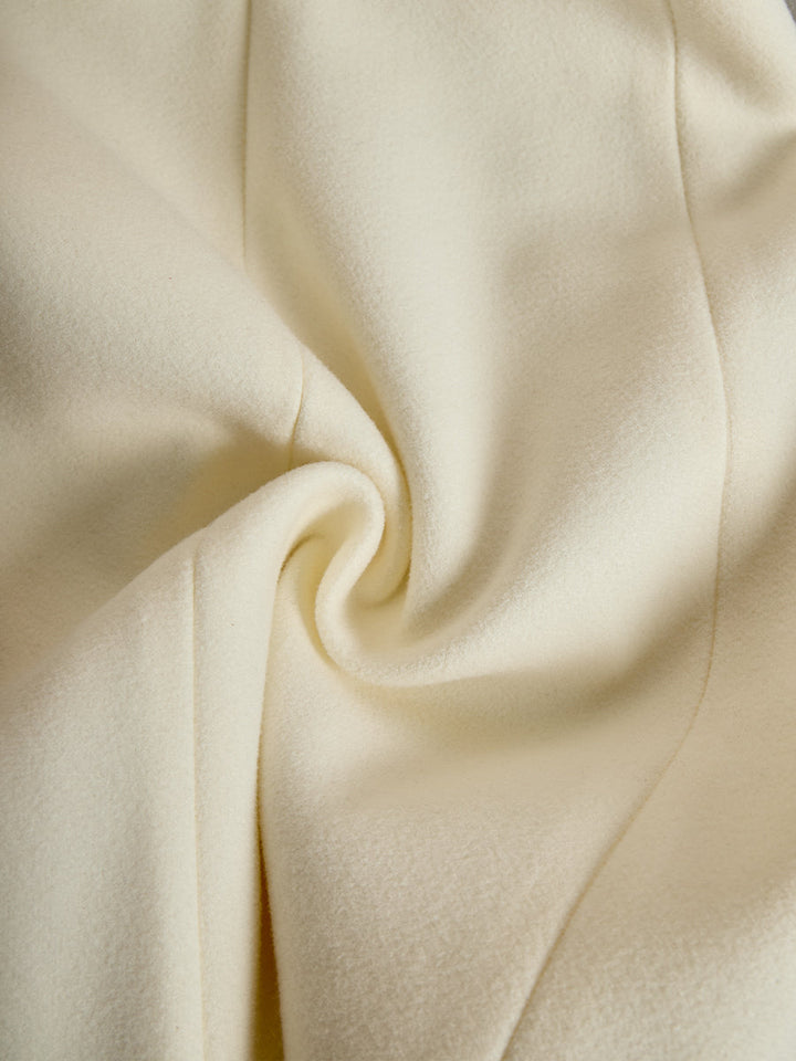 LOURA | Ivory Flared Coat With Faux Fur Collar And Cuffs