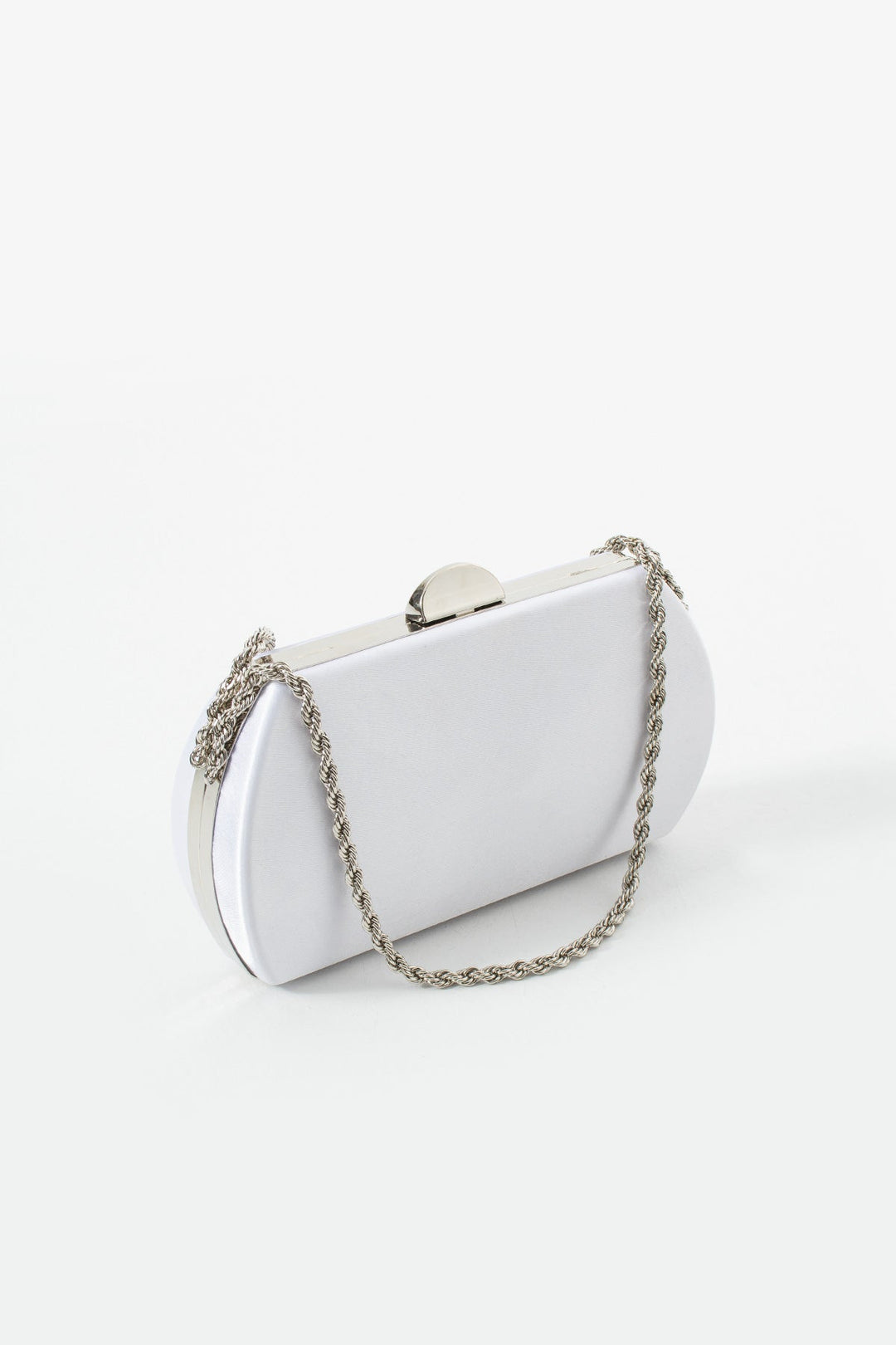 KIRINA | White Satin Bridal Evening Clutch Bags with Chain