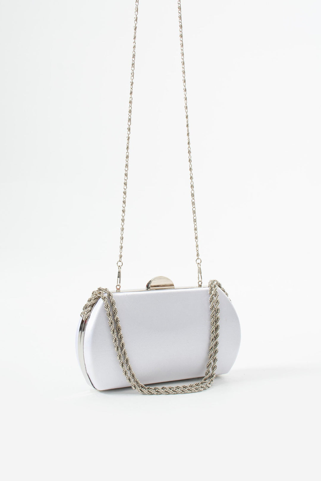 KIRINA | White Satin Bridal Evening Clutch Bags with Chain