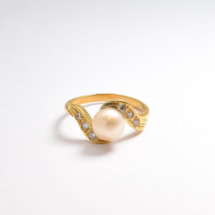 ADRIANA | Gold Vintage Pearl Ring - Natural Pearl Ring - Gold Antique Ring