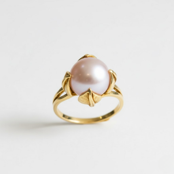 CHARLOTTE | Gold Pearl Ring - Natural Pearl Ring - June Birthstone Ring