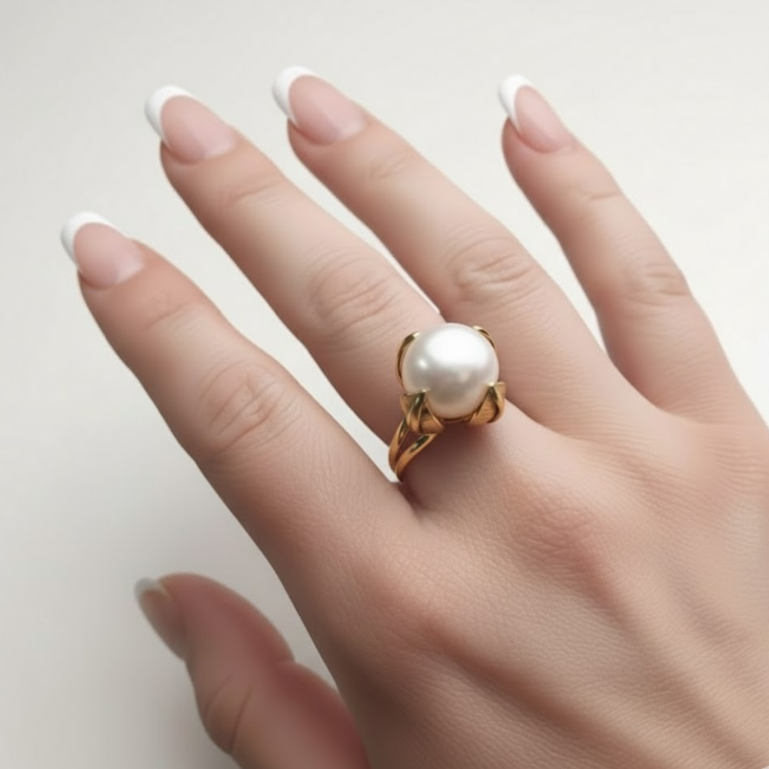 CHARLOTTE | Gold Pearl Ring - Natural Pearl Ring - June Birthstone Ring