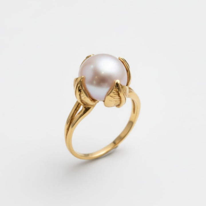 CHARLOTTE | Gold Pearl Ring - Natural Pearl Ring - June Birthstone Ring