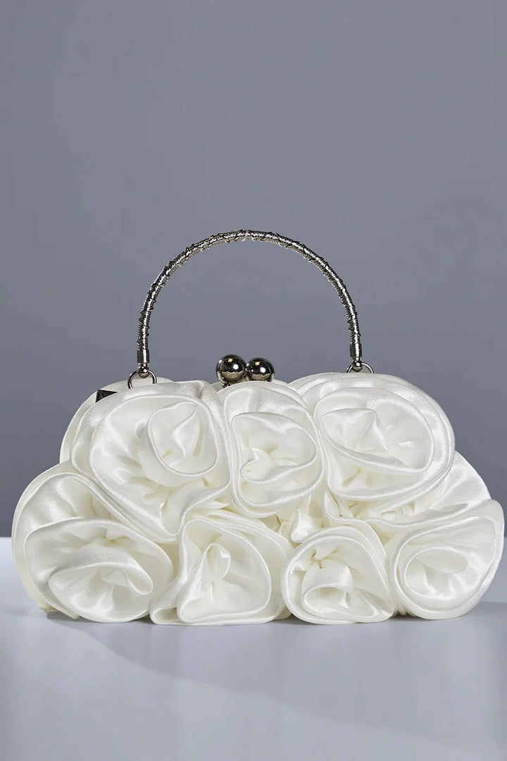 MICHAELA | Mini Floral Couture Bag – White