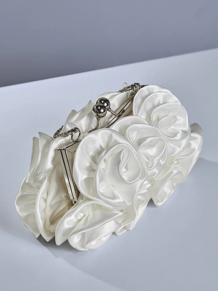 MICHAELA | Mini Floral Couture Bag – White