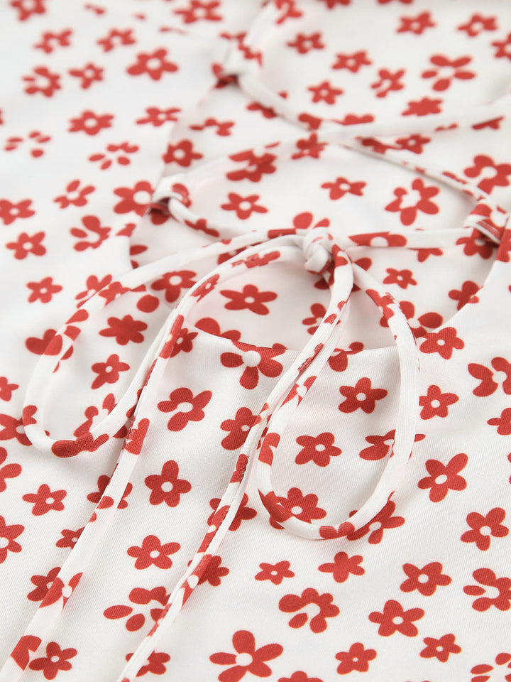 NINA | Strappy Floral Print Crisscross Flowy Long Sundress