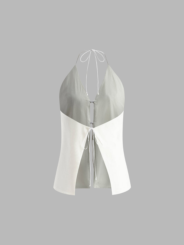 ILIRA | Cotton & Linen Backless Halter Top With Shorts Set