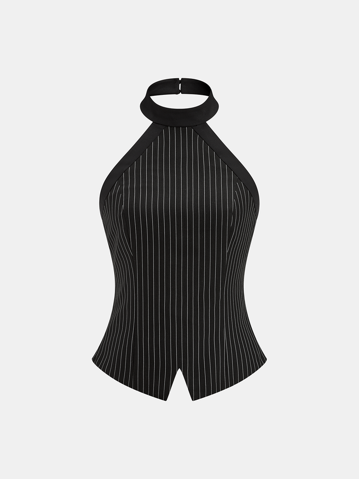 ABBY | Pinstripe Halter Top & Wide Leg Pants Set