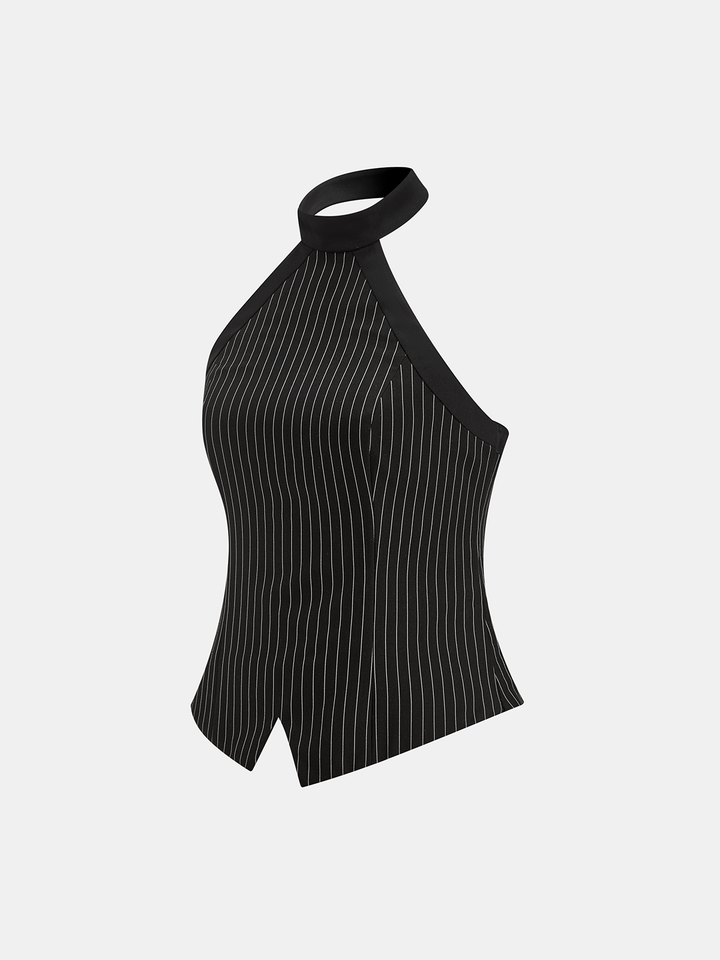 ABBY | Pinstripe Halter Top & Wide Leg Pants Set
