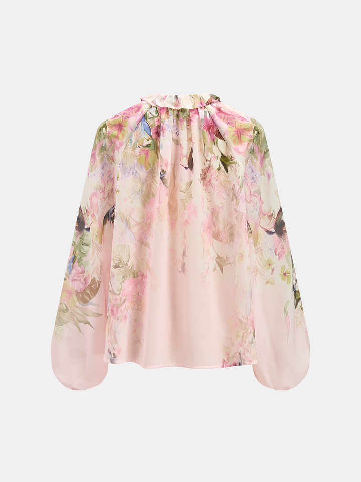 NOURA | Floral Print Blouse & Belted Shorts Set