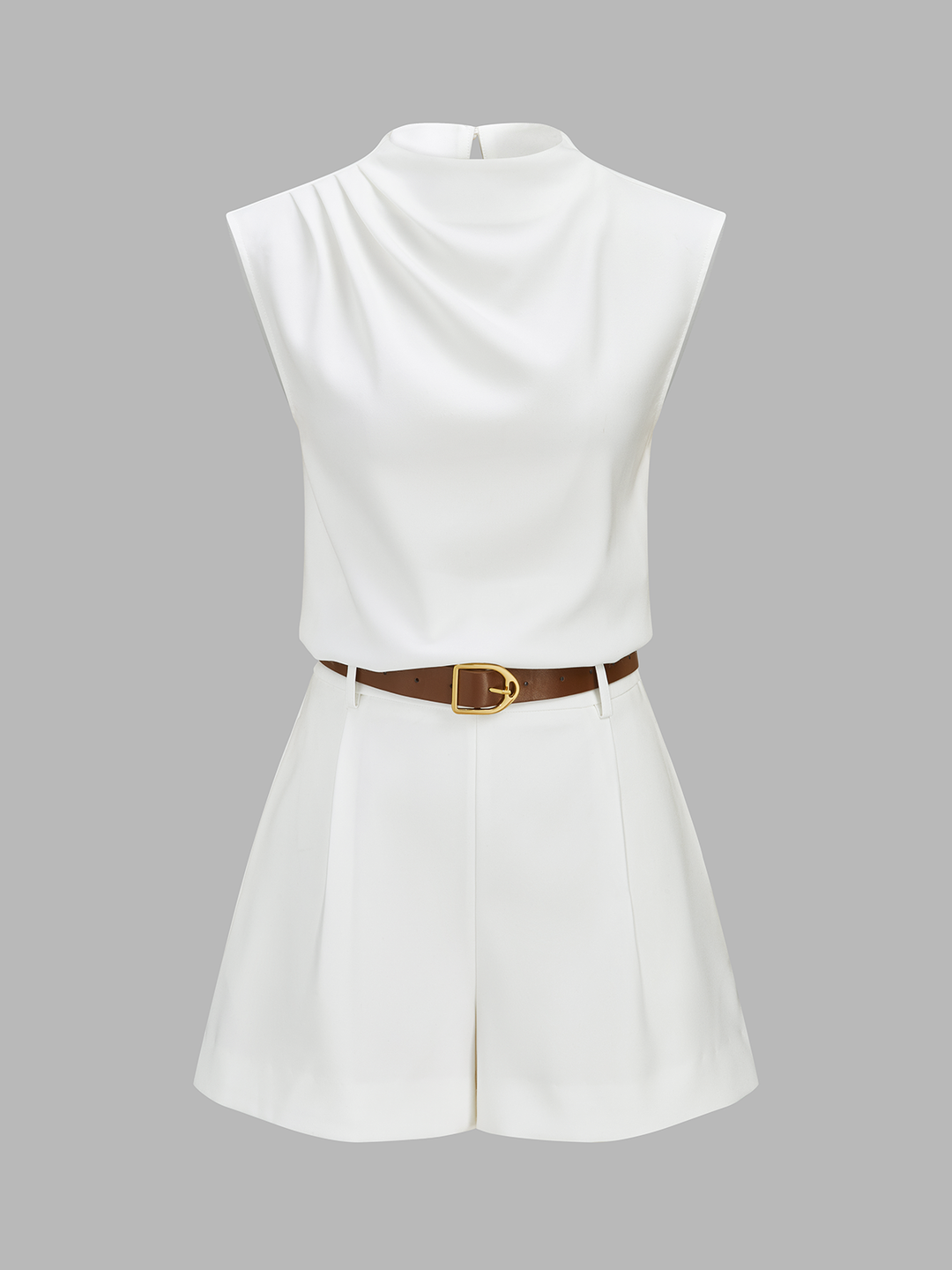 LYDIA | Draped Sleeveless Top & Belted Shorts Set