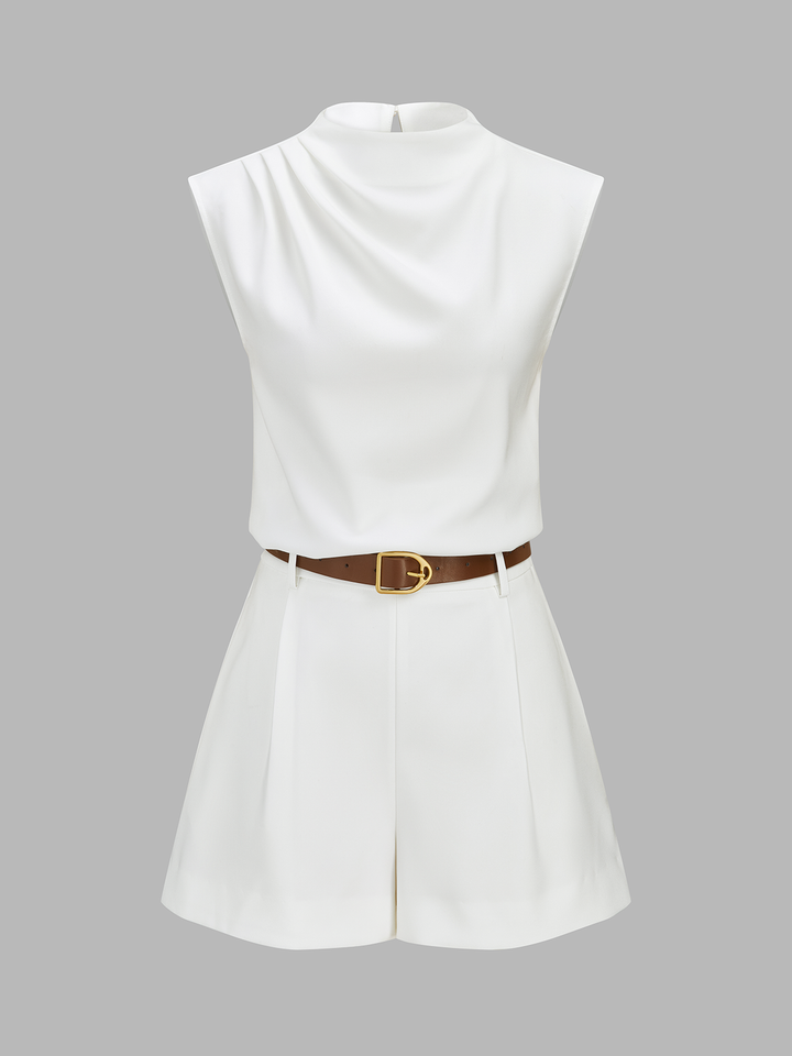 LYDIA | Draped Sleeveless Top & Belted Shorts Set