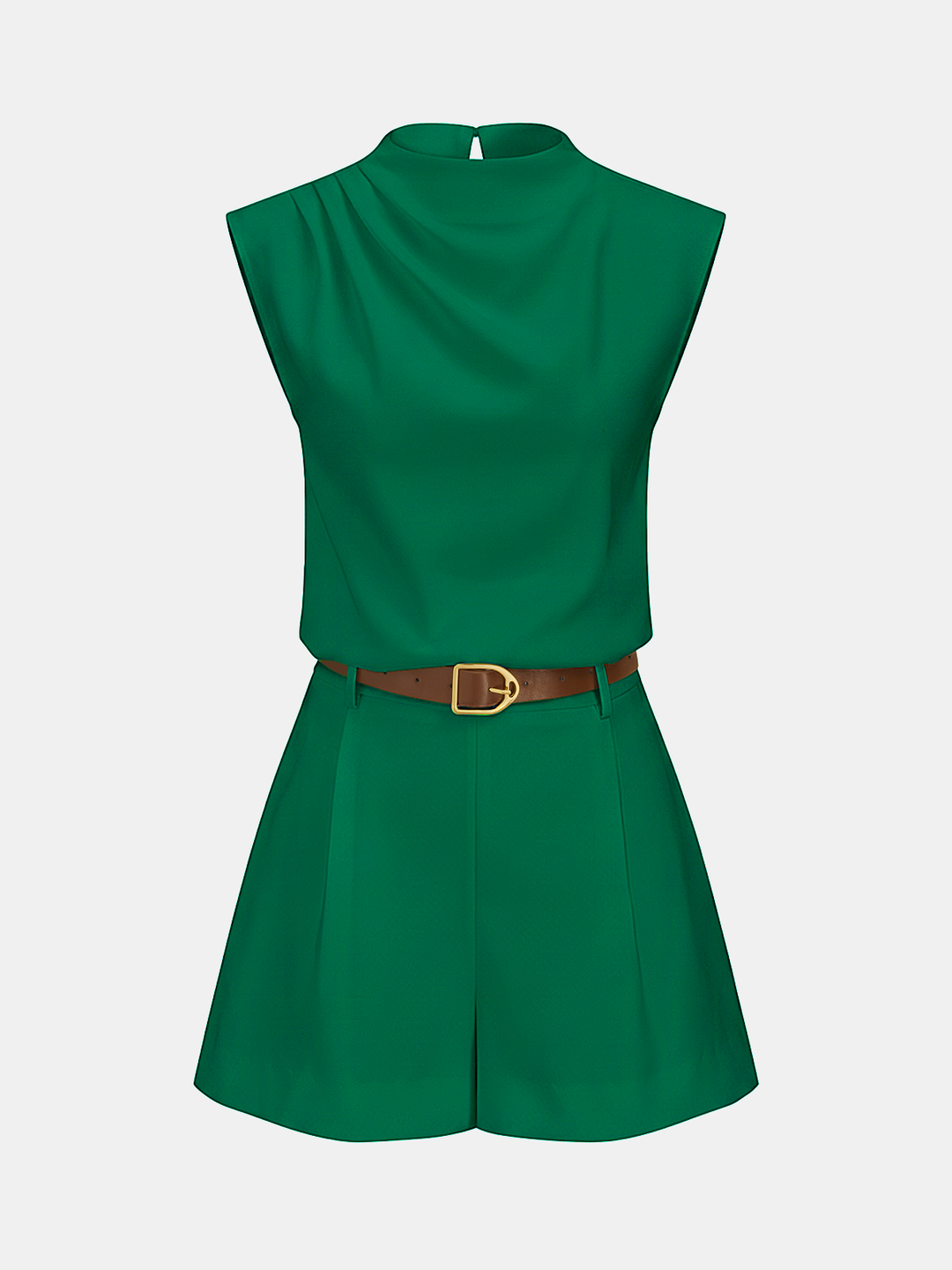 LYDIA | Draped Sleeveless Top & Belted Shorts Set
