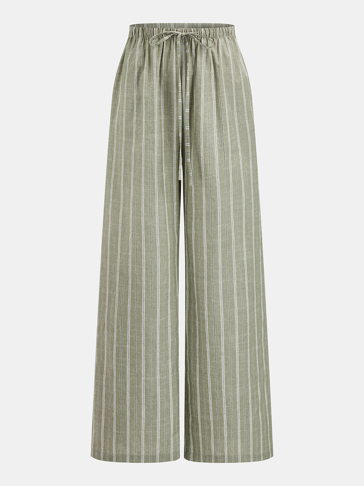 AGAPI | Striped Cotton Linen Halter Top & Pants Set