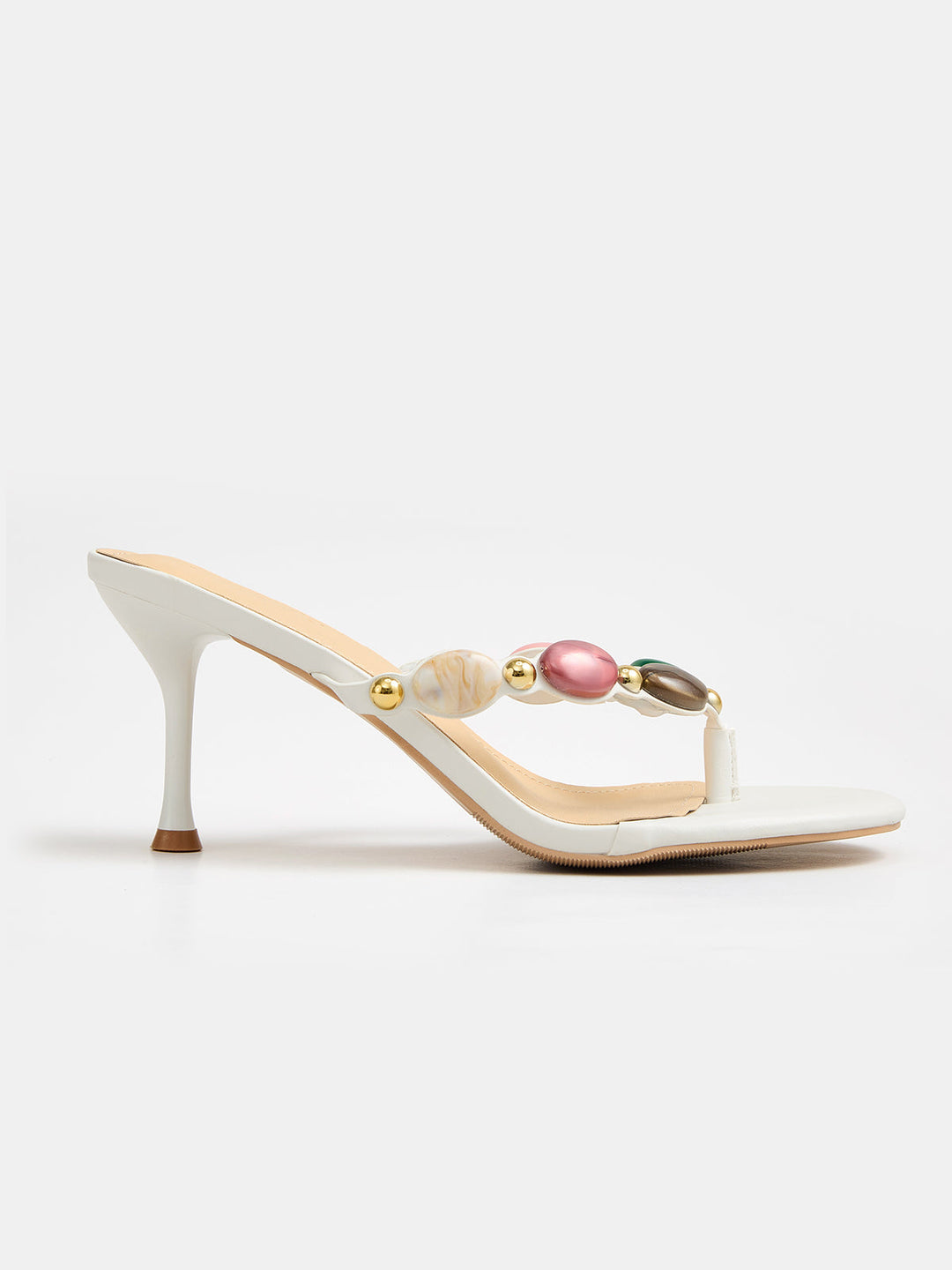 MERI | Stone Embellished Thong Heeled Sandals