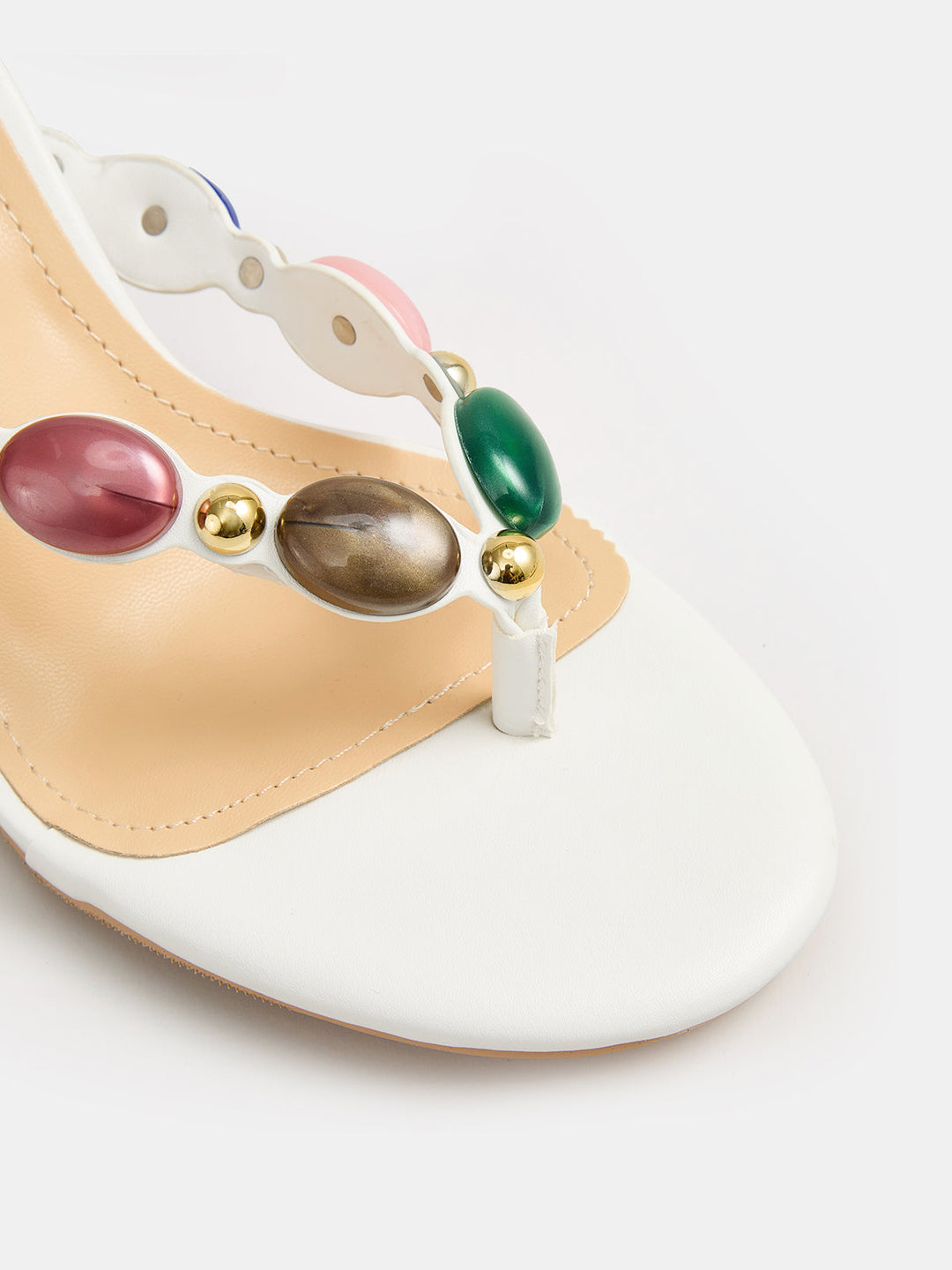 MERI | Stone Embellished Thong Heeled Sandals