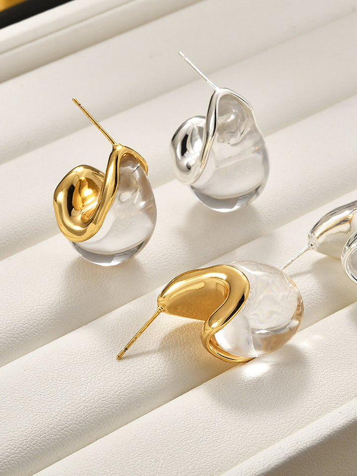 EVANGELIA | Irregular Transparent Resin Stud Earrings