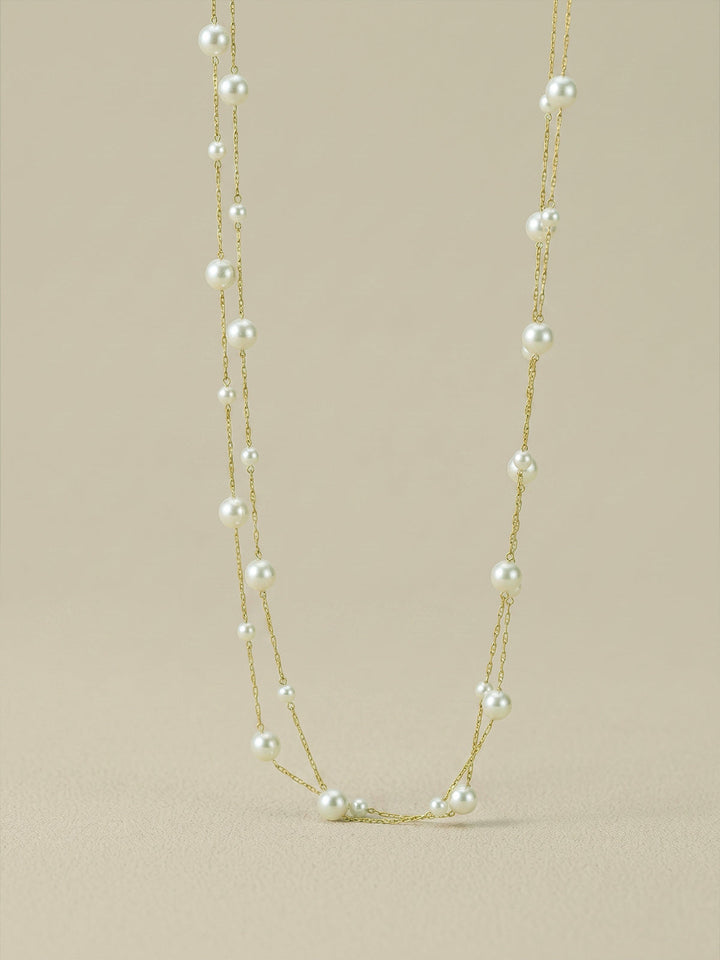 FREYA | Mixed Size Pearl Layered Necklaces