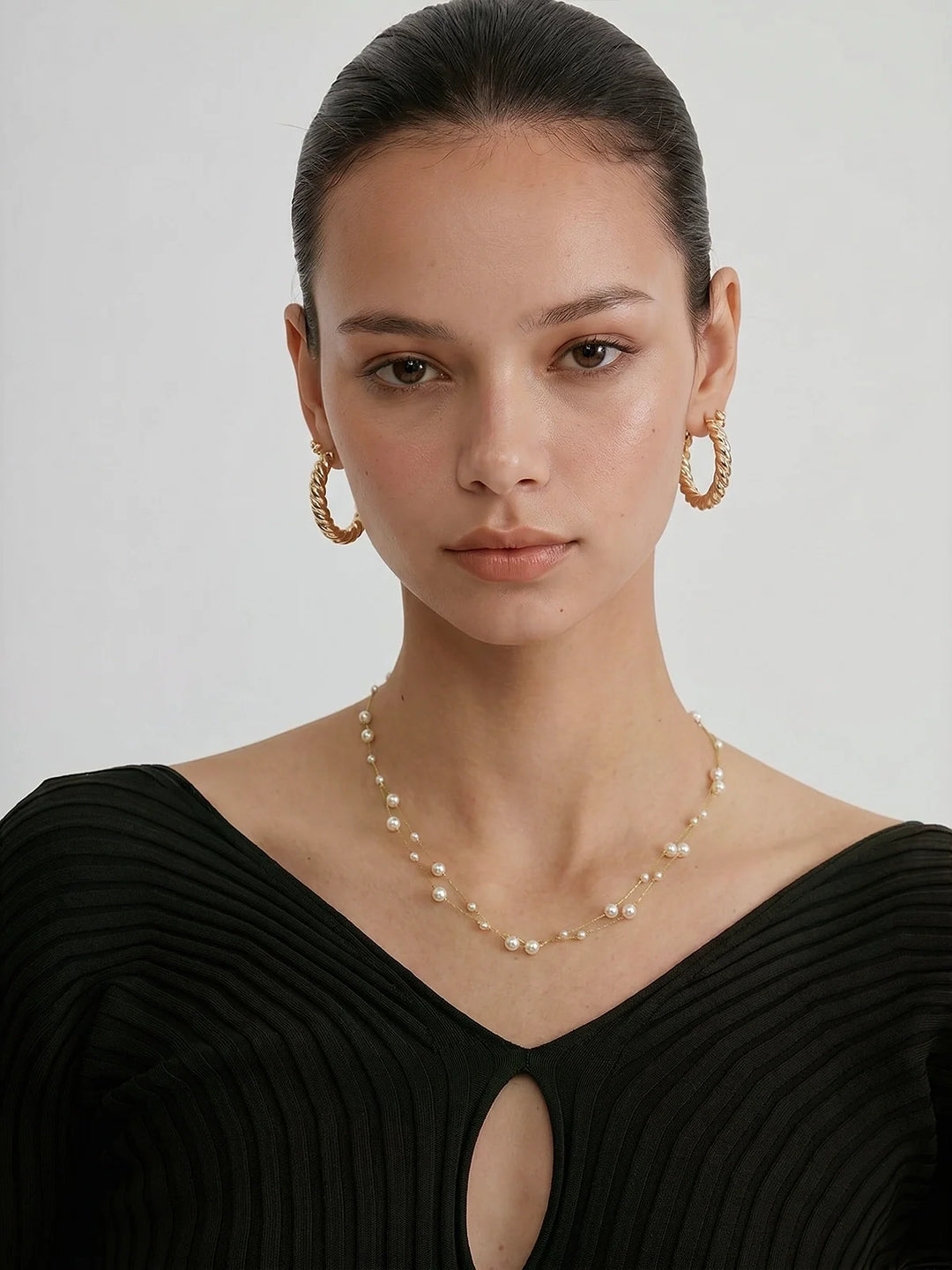 FREYA | Mixed Size Pearl Layered Necklaces