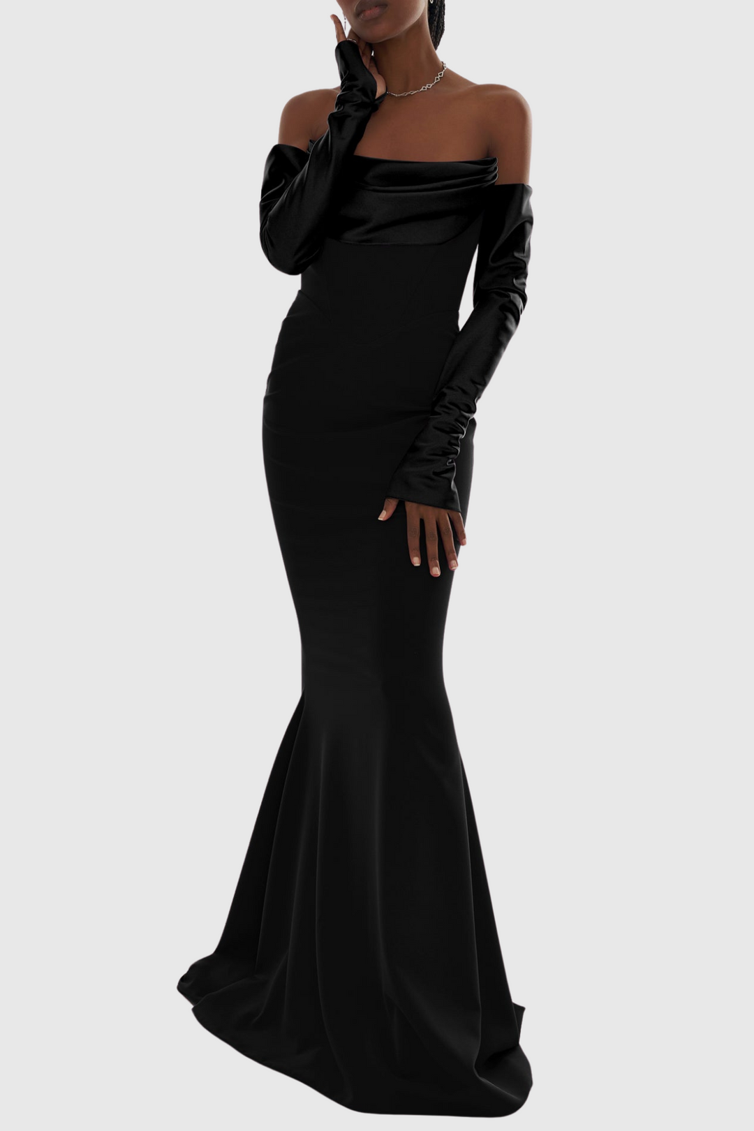JOLIEN | Heega Off Shoulder Corset Maxi Dress - Black
