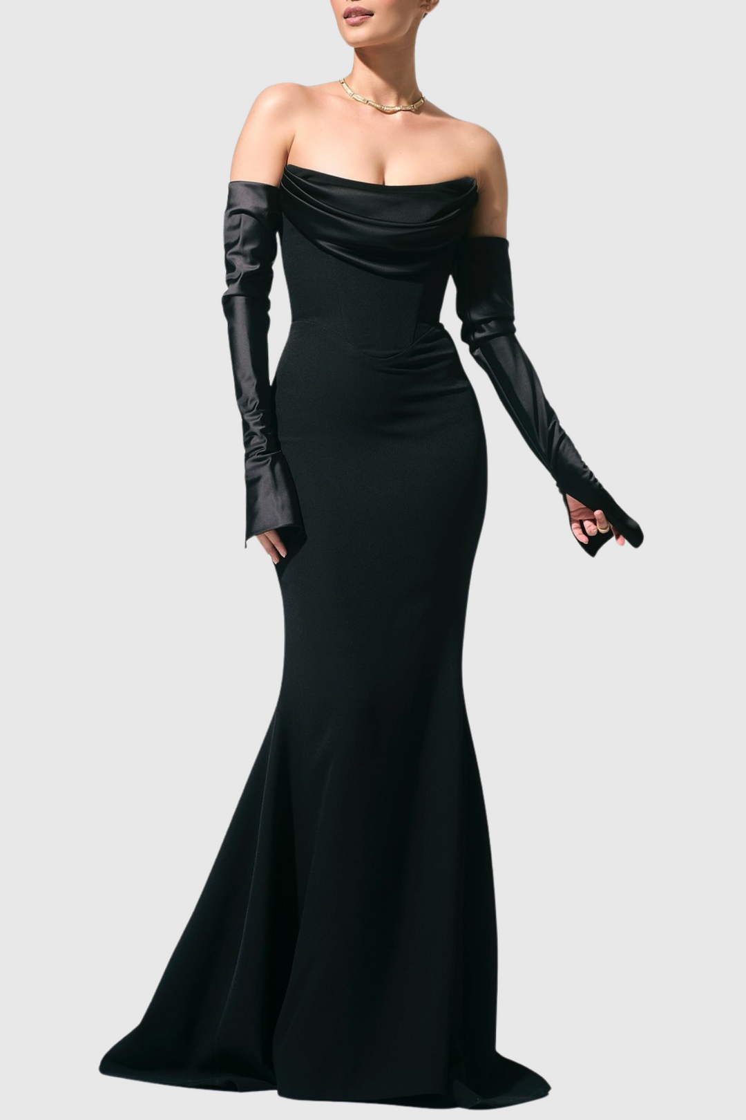 JOLIEN | Heega Off Shoulder Corset Maxi Dress - Black