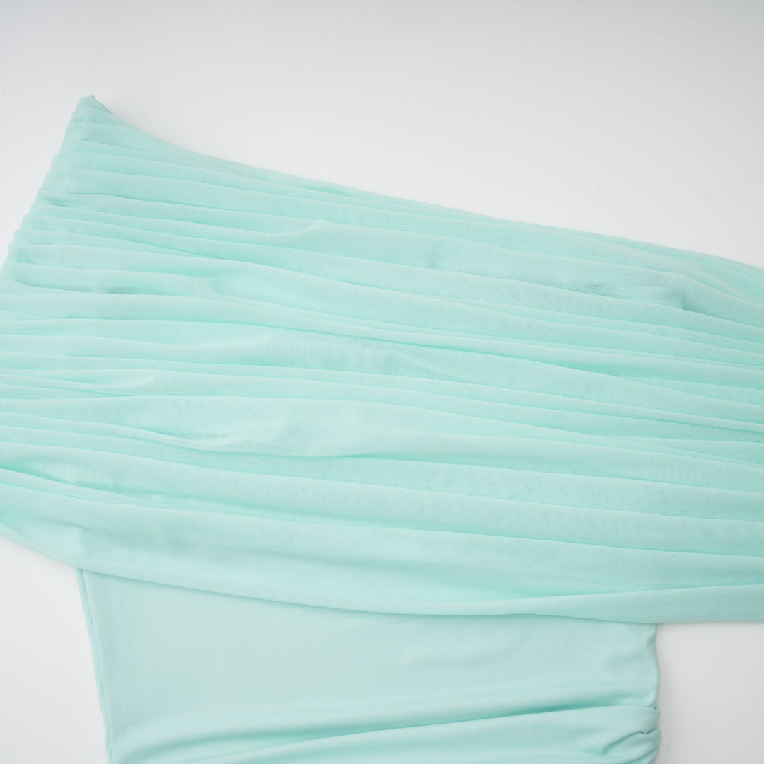 LUNA | Green Asymmetrical Gathered Maxi Dress