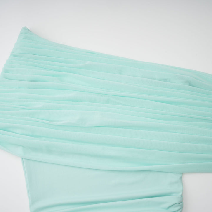 LUNA | Green Asymmetrical Gathered Maxi Dress