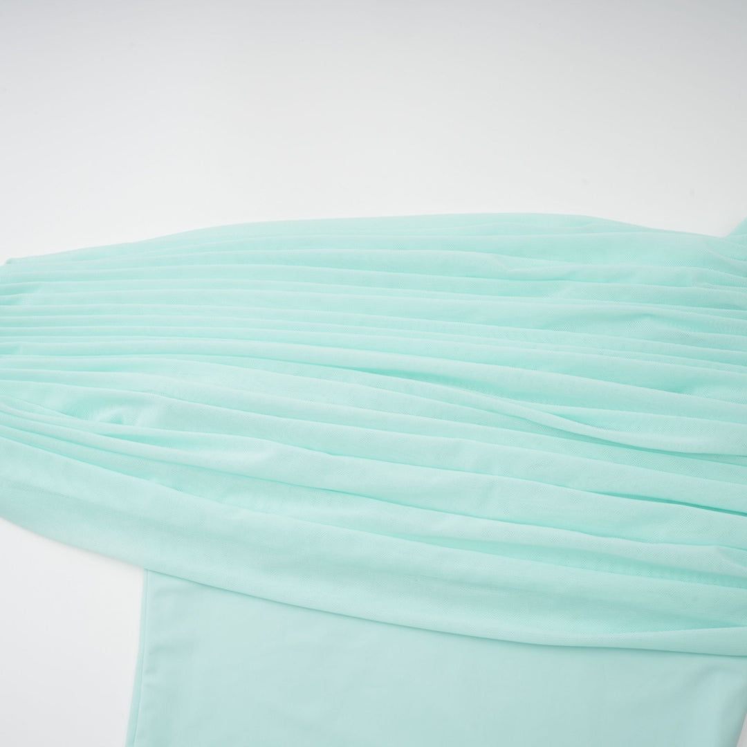 LUNA | Green Asymmetrical Gathered Maxi Dress