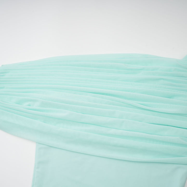 LUNA | Green Asymmetrical Gathered Maxi Dress