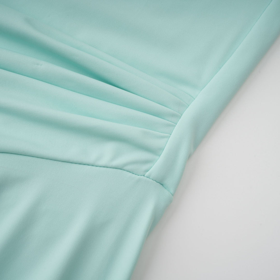LUNA | Green Asymmetrical Gathered Maxi Dress