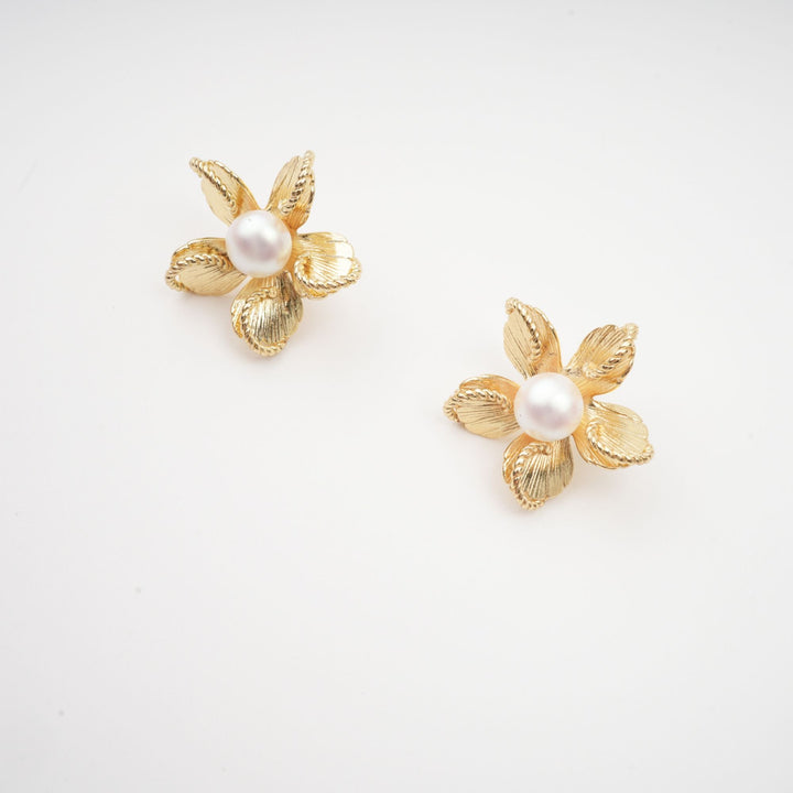 KHATLEEN | Jeanne floral faux-pearl stud earrings