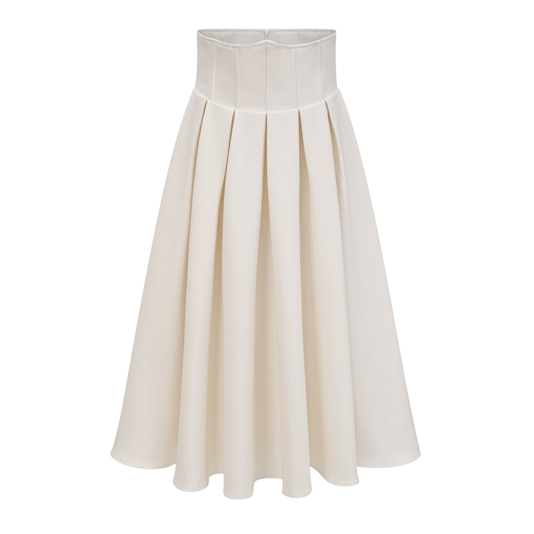 MIA| White Faux Pearl Jacket & Pleated Skirt Set
