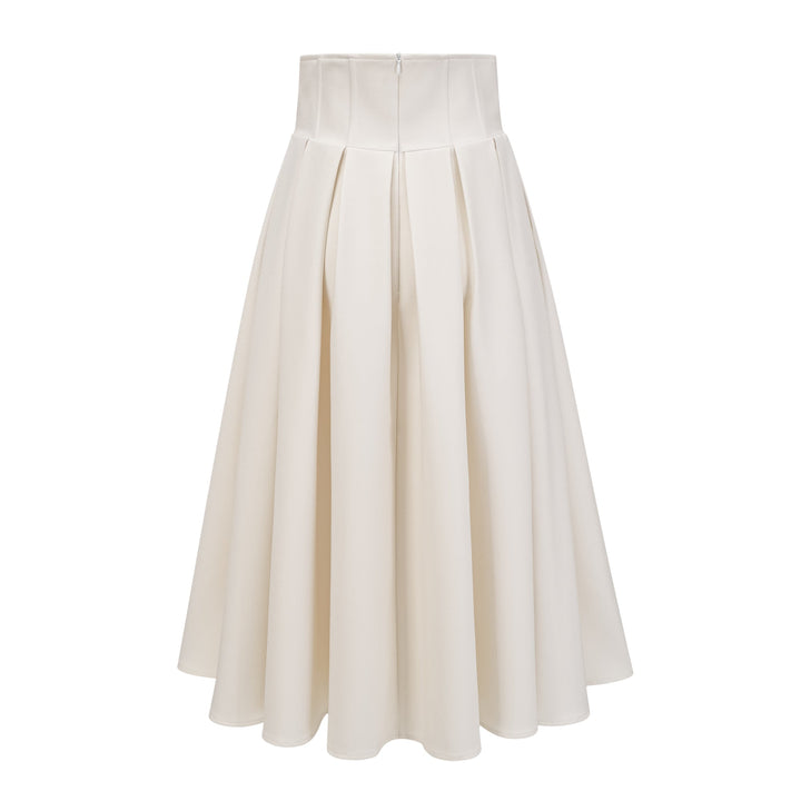 MIA| White Faux Pearl Jacket & Pleated Skirt Set