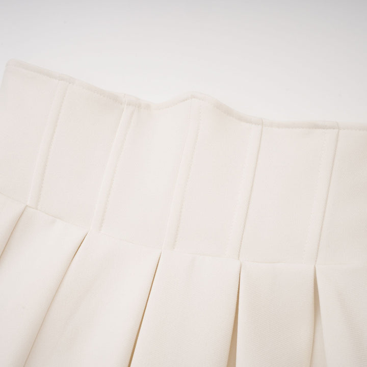 MIA| White Faux Pearl Jacket & Pleated Skirt Set