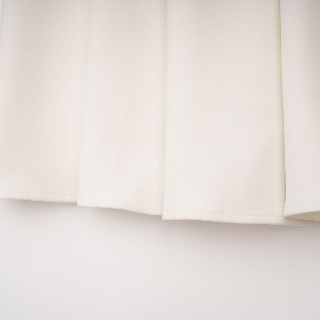 MIA| White Faux Pearl Jacket & Pleated Skirt Set