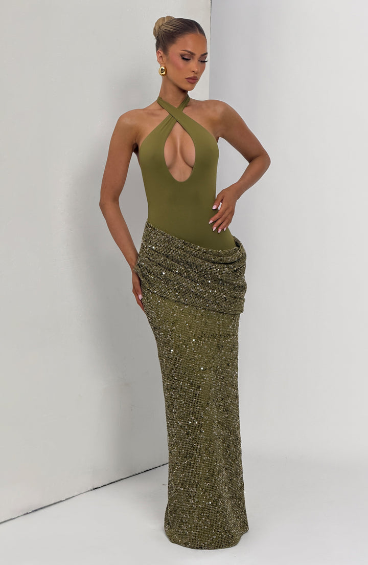 XIMENA, | Maxi Dress - Deep Olive