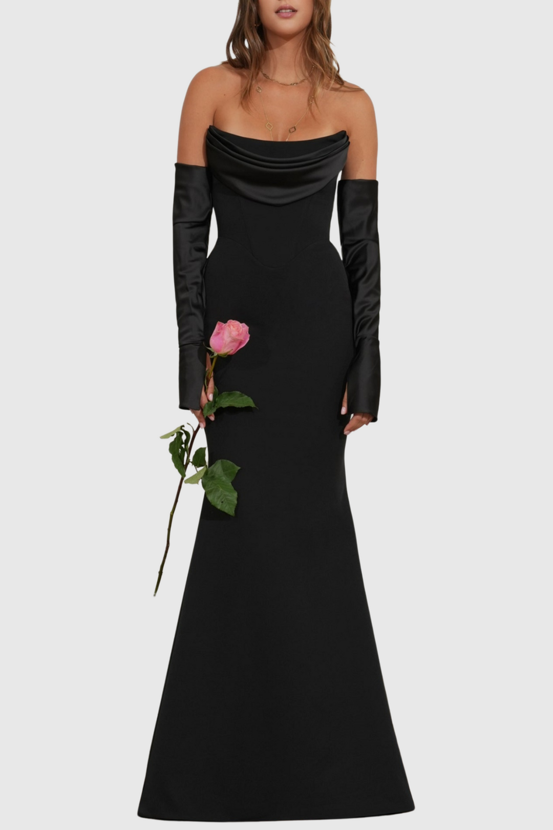 JOLIEN | Heega Off Shoulder Corset Maxi Dress - Black