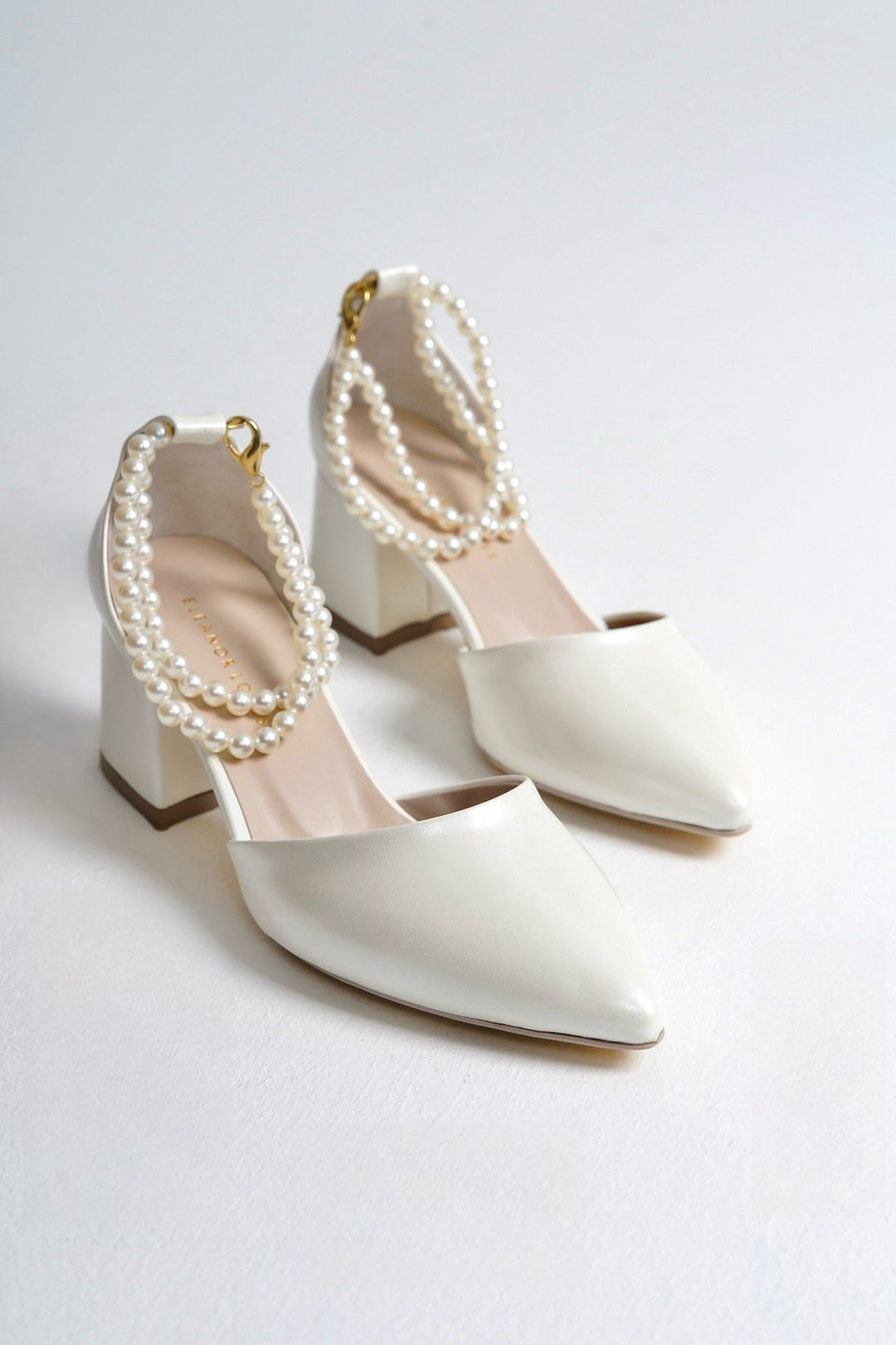 Skylar| Ivory Mid Heels with Pearls