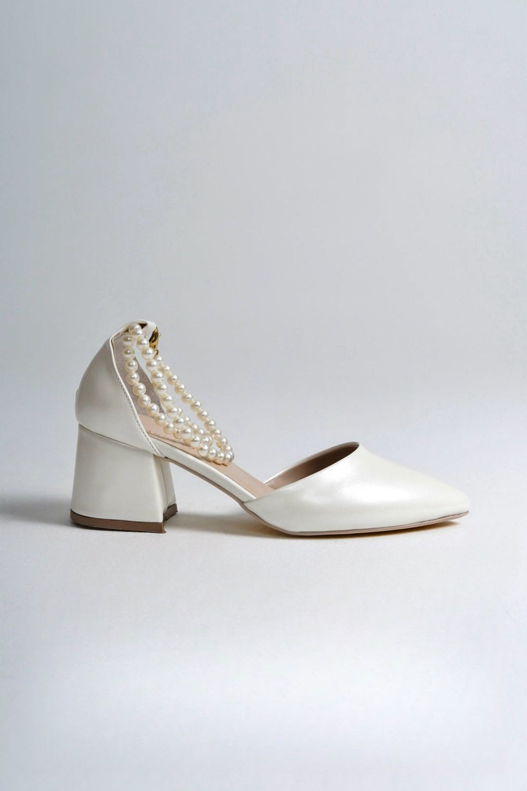 Skylar| Ivory Mid Heels with Pearls