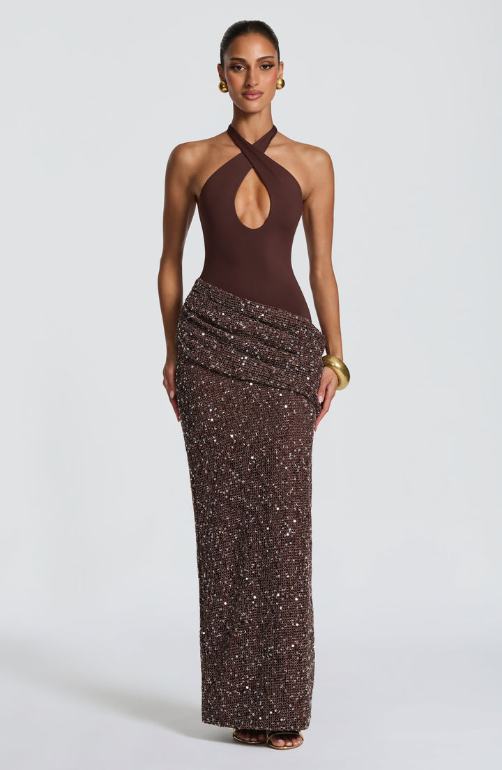 XIMENA | Maxi Dress - Plum Brown