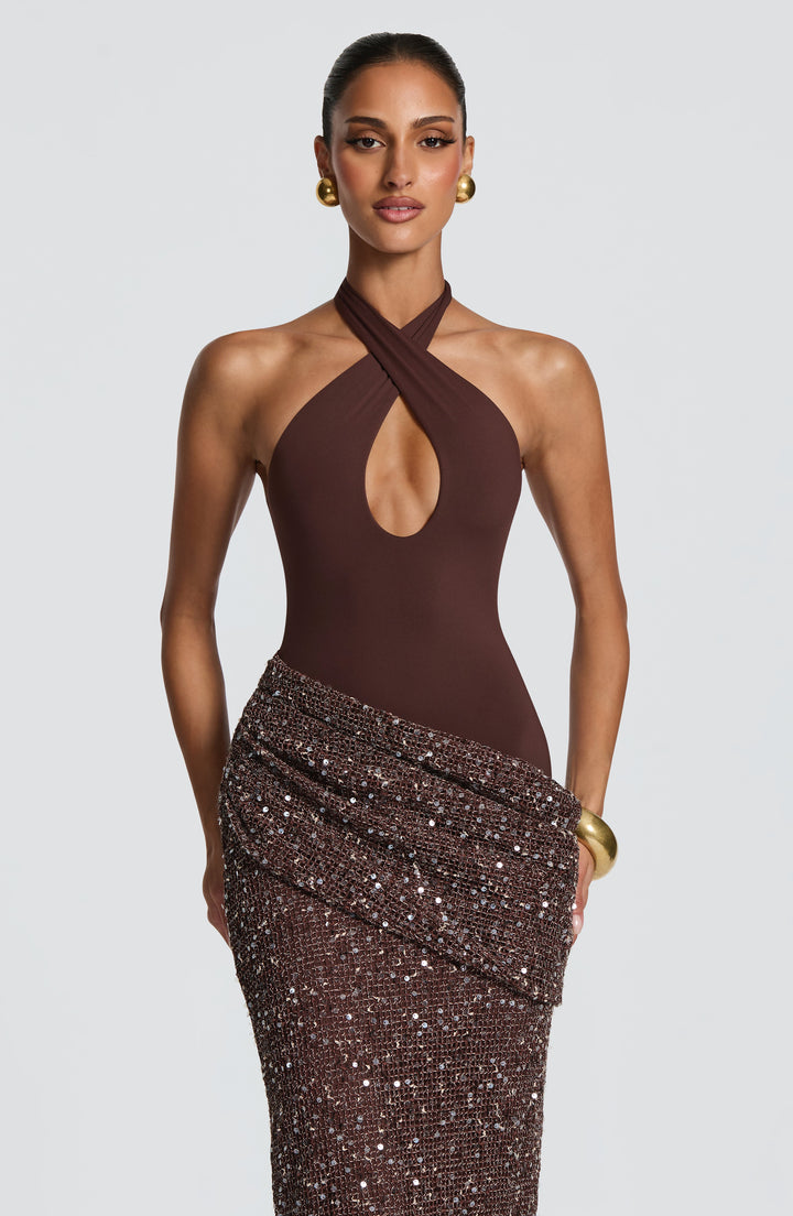 XIMENA | Maxi Dress - Plum Brown