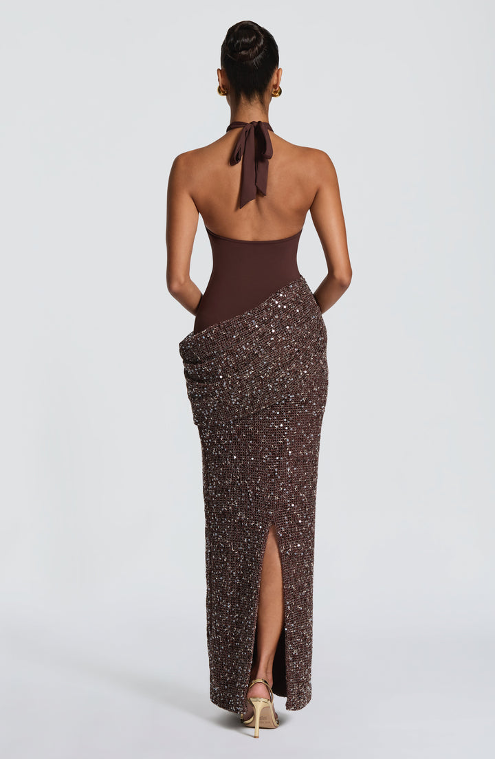 XIMENA | Maxi Dress - Plum Brown